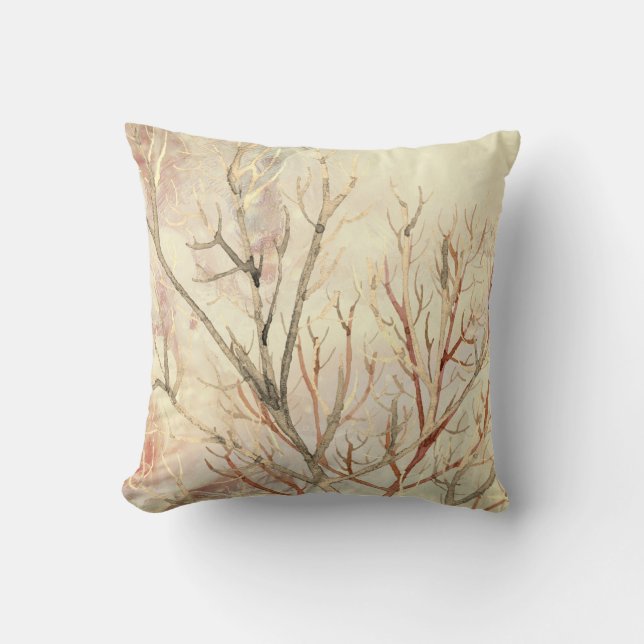 Earthy Natural Coral Creamy Ivory Cushion (Front)