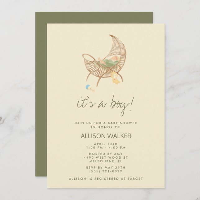 Earthy Neutral Baby Shower Invitation (Front/Back)