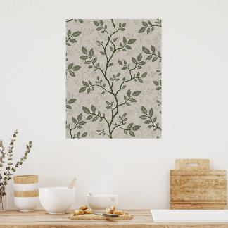 Earthy Neutral Leaves and Branches Poster