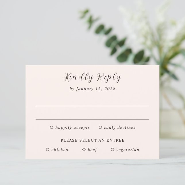 Earthy Neutral Modern Wedding RSVP Card (Standing Front)