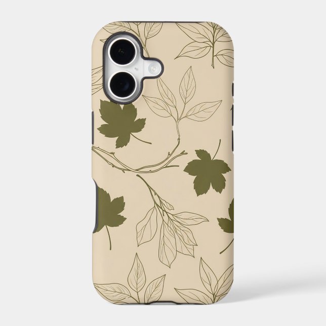 Earthy Olive Botanical Leaves Seamless Phone Case (Back)