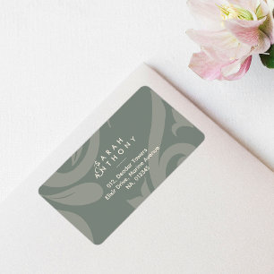 Earthy Olive Damask Classic Wedding Address Label