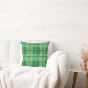 Earthy Olive Gold Plaid Aesthetic Cushion