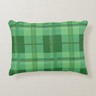 Earthy Olive Gold Plaid Aesthetic Decorative Cushion