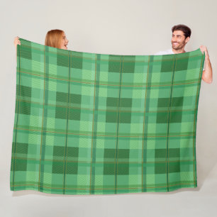 Earthy Olive Gold Plaid Aesthetic Fleece Blanket
