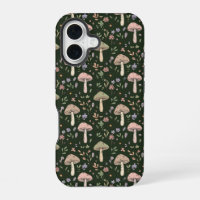 Earthy Olive Green Fungi Seamless Pattern Boho