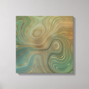 Earthy Olive Strata Green and Gold Ink Agate Canvas Print