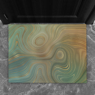 Earthy Olive Strata   Green and Gold Ink Agate Doormat