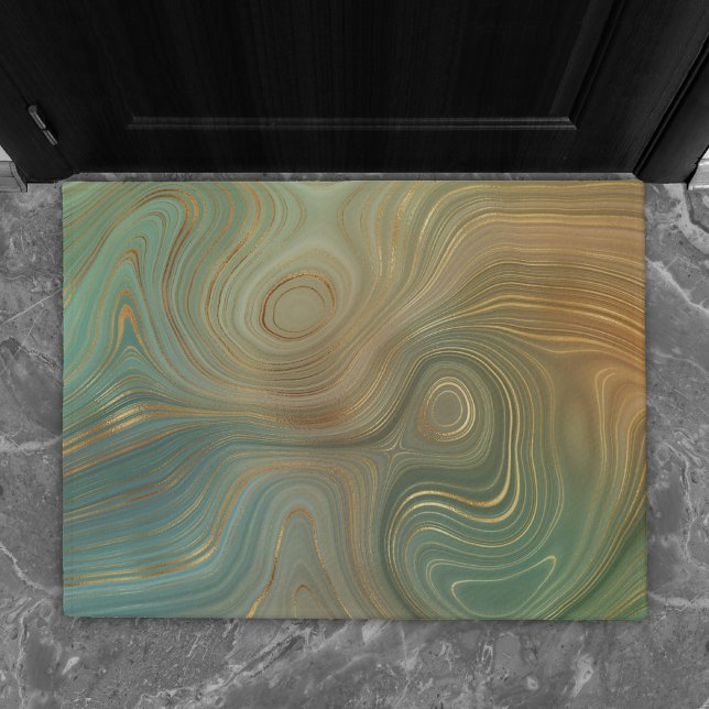 Earthy Olive Strata | Green and Gold Ink Agate Doormat (Creator Uploaded)