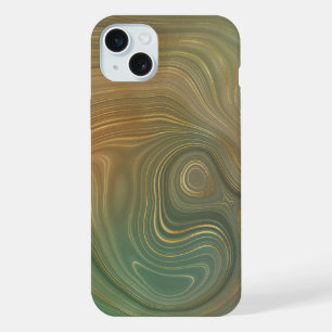 Earthy Olive Strata   Green and Gold Ink Agate iPhone 15 Plus Case