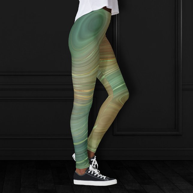 Earthy Olive Strata | Green and Gold Ink Agate Leggings (Creator Uploaded)