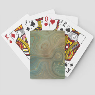 Earthy Olive Strata   Green and Gold Ink Agate Playing Cards