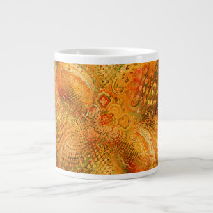 Earthy Orange Tones Paisley Large Coffee Mug