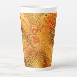 Earthy Orange Tones Paisley Latte Mug
