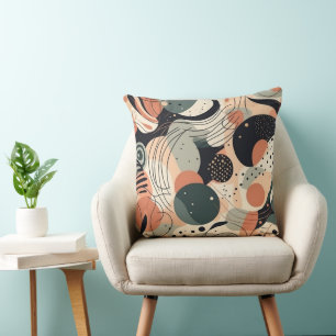 Earthy Organic Abstract Sage Terracotta Charcoal Cushion