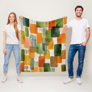 Earthy Organic Shapes in Warm Tones Fleece Blanket