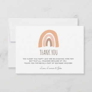 Earthy Pastel Rainbow Baby Shower Thank You Cards