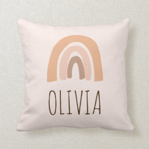 Earthy Pastel Rainbow Girl Birthday Gift Cushion