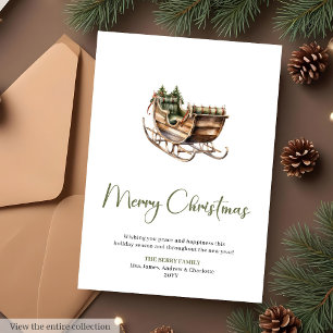 Earthy Pine Wreath Editable Christmas Greeting  Holiday Card