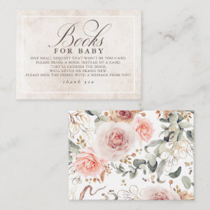 Earthy Pink Floral Elegant Books For Baby Enclosure Card