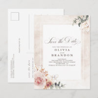 Earthy Pink Floral Elegant Save The Date