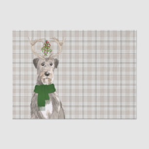 Earthy Plaid and Irish Wolfhound Dog Christmas  Tissue Paper