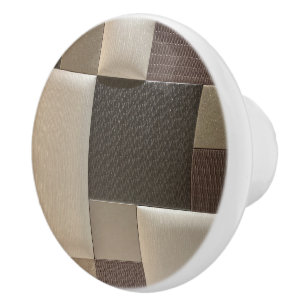 Earthy Plaid Ceramic Door Knob