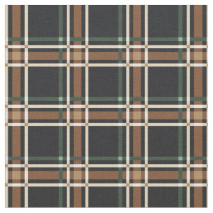 Earthy Plaid Fabric Dark Academia Green Brown Cott