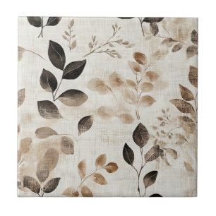 Earthy Pressed Leaves with Timeless Charm Ceramic Tile