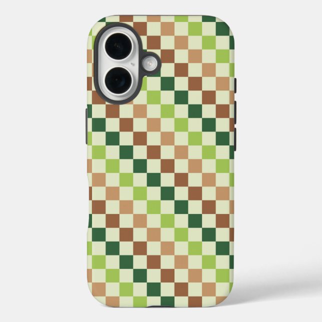 Earthy rainbow diagonal chequerboard pattern Case-Mate iPhone case (Back)