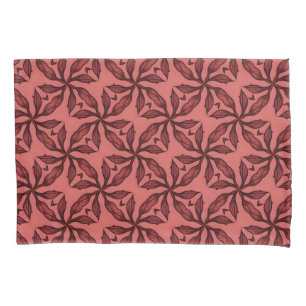 Earthy Red and Black Floral Pattern Pillowcase