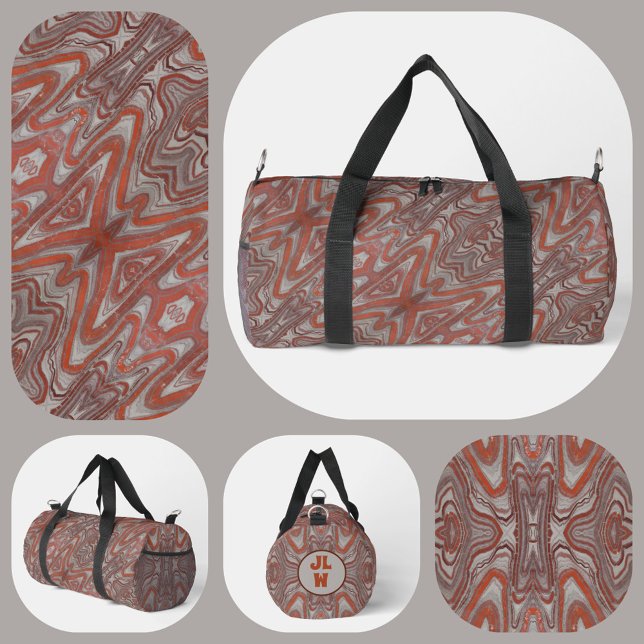 Earthy Red and Grey Boho Chic Natural Abstract Duffle Bag (Creator Uploaded)