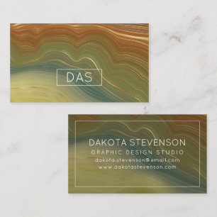Earthy Retro Strata Vintage Neutral Agate Custom Business Card