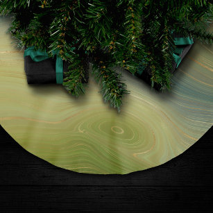 Earthy Retro Strata   Vintage Neutral Tone Agate Brushed Polyester Tree Skirt