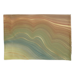 Earthy Retro Strata   Vintage Neutral Tone Agate Pillowcase