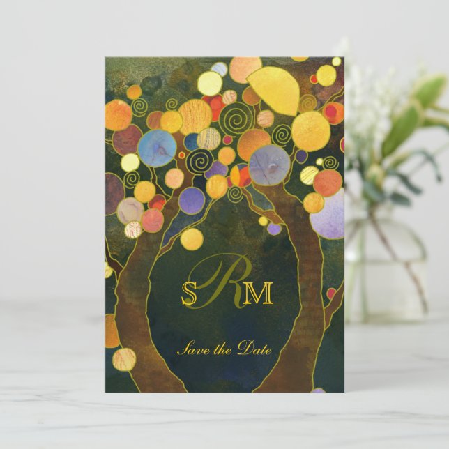 Earthy Romantic Tree Wedding Save the Date (Standing Front)