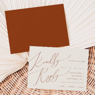 Earthy Rust Horizontal Menu Choice RSVP Card