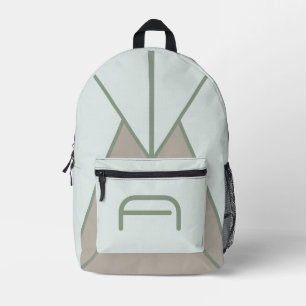 Earthy Sage Green Geometric Custom Backpack