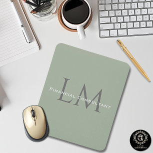Earthy Sage Green Organic Minimalist Workspace Mouse Pad