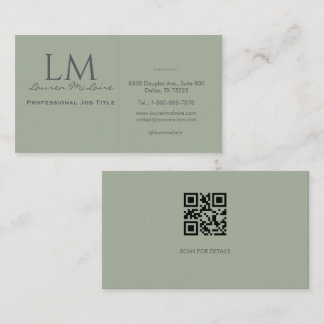 Earthy Sage Green Organic Modern Minimalist Business Card