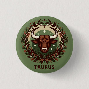 Earthy, Sensual Taurus Zodiac Star Sign Art Design 3 Cm Round Badge