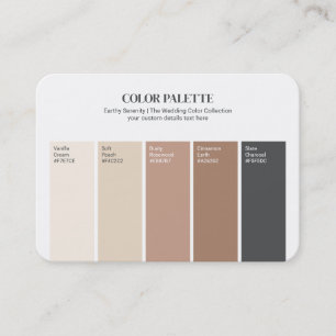 Earthy Serenity Swatch Wedding Colour Palette Business Card