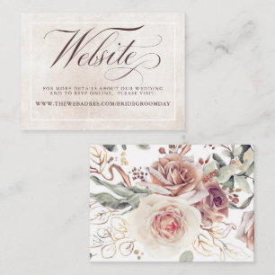 Earthy Shade Flowers Elegant Wedding Website Enclosure Card