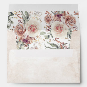 Earthy Shade Watercolor Flowers Pattern Botanical  Envelope