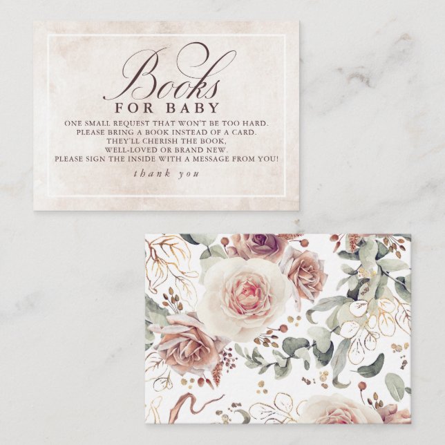 Earthy Shades Floral Elegant Books For Baby Enclosure Card (Front/Back)