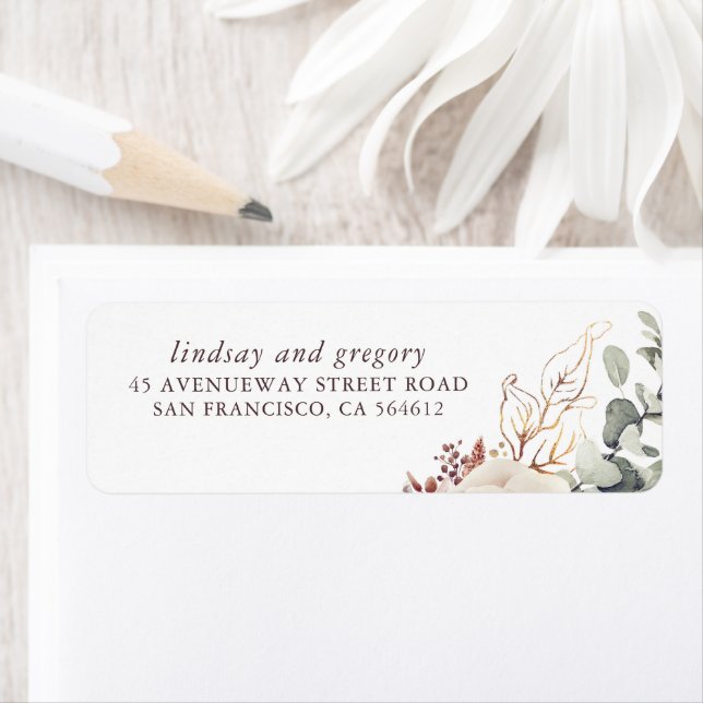Earthy Shades Floral Elegant Return Address Label (Insitu)