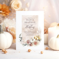 Earthy Shades Floral Pumpkins Boho Fall Wedding