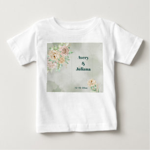 Earthy Shades Flowers Boho Elegant Sage Green Baby T-Shirt