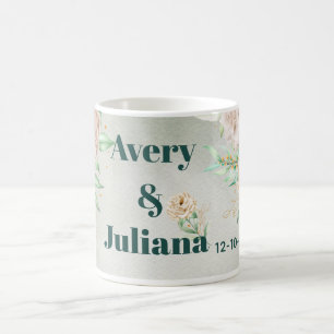 Earthy Shades Flowers Boho Elegant Sage Green Coffee Mug