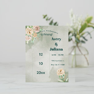 Earthy Shades Flowers Boho Elegant Sage Green Foil Invitation Postcard